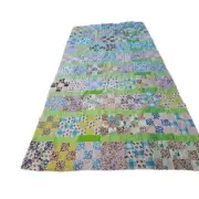 Handmade Patchwork Quilt Top with Floral & Gingham Prints in Spring Colors#7