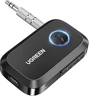 UGREEN Aux to Bluetooth Receiver 5.4 Adapter Built-in Mic 15H Playtime Handsfree Call Dual Device Connection for Car Home Stereo Speaker Amplifier