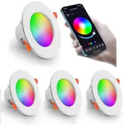LED Recessed 108W (60W equivalent) RGB Color Changing Dimming Colorful RGBW IP44 RGB+CCT Round Dimmable Downlights via Bluetooth (set of 4)