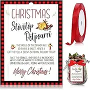 Fuyoooo 50 Pcs Christmas Stovetop Potpourri Simmer Instruction Cards Stovetop Potpourri Paper Tags with Ribbon Xmas Potpourri Instruction Gift Label for Holiday Teacher Neighbor Gift(Farmhouse Style)