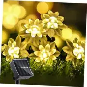 Solar Flower String Lights Outdoor Waterproof 50 LED Upgraded Warm White