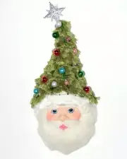 Katherine's Collection Santa w/ Tree Hat Wall Mask Hanging 26” NEW 28-928537