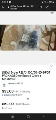 (NEW) Dryer RELAY 120/50-60-DPDT PACKAGED for Speed Queen M400912P