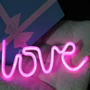 Neon Sign Love Letters Pink LED Neon Light Decorative Night Light for Bedroom Girls Wall Decor Light for Wedding Valentine's Day Pub Battery Operated and USB Powered (NELOV)