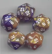 NEW RPG Dice Set of 5 D20 - Chessex Gemini Blue-Gold