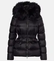 [Moncler] Moncler Boed shearling-trimmed down jacket UK 18 black
