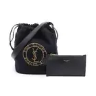 Saint Laurent Rive Gauche Brand Off Wool Shoulder Bag Felt/Leather Women'S