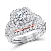 14k Two-tone Gold Round Diamond Bridal Wedding Ring Set 2 Cttw (Certified)