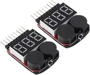 SEWACC 2pcs LCD Display Battery Tester with Sound Low Voltage Alarm Multi-Purpose Voltage for Household and Multiple Battery Testing Needs