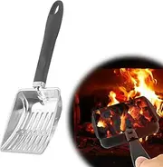 Fireplace Shovel Ash Shovel for Fire Pit Hollow-Out Ash Sifter - 33cm Stainless Steel Heat-Resistant Fireplace Ash Shovel, Hot Coal Charcoal Ash Shovel, Tools for Wood Stove, Fireplace and Fire Pit