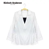 在飛比找momo購物網優惠-【Kinloch Anderson】條紋假兩件長袖襯衫上衣 