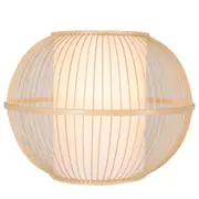 New Oriental Sphere Modern Oriental Wooden Hand-Woven Bamboo Pendant Lamp Light - Natural