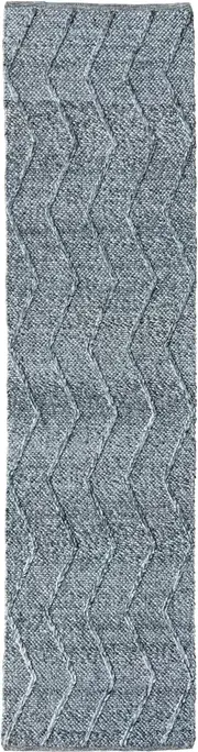 Zig Zag Dark Grey Hallway Runner Wool Rug