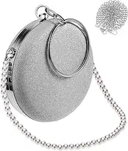 [BESTYASH] Women's Evening Clutch Purse Handbag Round Bag Pearl Chain Detachable Strap for Proms Dances