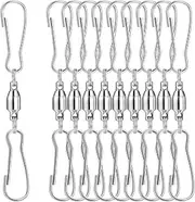 TecUnite 10 Pack Swivels Dual Clip for Hanging Windsock Wind Spinners Wind Chimes Crystal Twisters Party Supply
