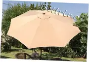 Replacement LIGHT COFFEE/SAND STRONG & THICK Umbrella Canopy for 9ft 8 Ribs