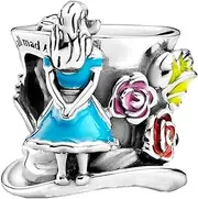 [Generic] Alice in Wonderland & The Mad Hatter's Tea Party Charm 925 Sterling Silver Pendant Charm Compatible with Pandora Charms,and Many Other UK Charm Bracelets., Metal