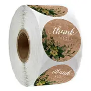 Kraft Paper Thank You Stickers Seal Labels Round Gold Leaf Stickers Rolls for School Small Shop Handmade Labels