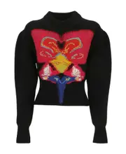 Orchid-intarsia wool jumper XS Black