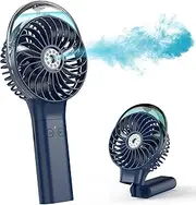 Winique Handheld Spray Fan,3000mAh Battery Powered Water Misting Desk Fan with 3 Speeds& 20ml Water Tank, 180°Foldable Personal Hand Held Fan for Home Office Outdoor Travel Camping(Blue)