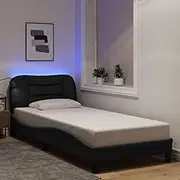 Bed Furniture Bed Frame with LED Without Mattress Black 90x190 cm Fabric