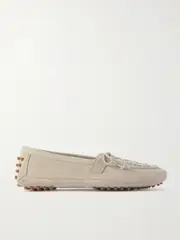 [Le Monde Béryl] Le Monde Béryl - Embroidered Suede Loafers - Stone - IT40 IT 40 Gray