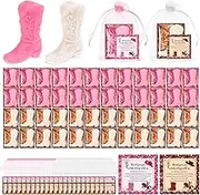 25 Pack Baby Shower Soap for Favors, Handmade Cowgirl Boot Soaps Bulk with Thank You Card and Gift Bag, Scented Mini Cute Bath Soap for Girls Kids Decoration Guest Gift Supplies, Pink & White