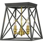Z-Lite 447F11-MB-OBR Trestle Flush Mount Matte Black and Olde Brass