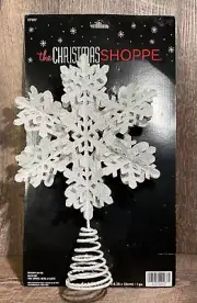 The Christmas Shoppe White Glimmering Snowflake Star Tree Topper 8 x 13 x 2.5 NI