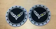 Corvette Black White Yellow Anti-Slip Cup Holder Coasters NEW in Pack Set of 2
