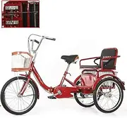 DEFGHIJ 3 Wheel Bike 20 Inch Tricycle Adult Double Chain Cruise Trike Bicycles with Shopping Basket and Back Seat for Seniors Women Men Leisure Picnics