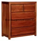 Timber Tallboy, Light Pecan Chest of Drawers, 5 Drawer Storage Cabinet.