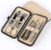 Nail Clippers Nail kit Manicure Set, 19/10/7Pcs Stainless Steel Professional Scissor Travel Suit with Box Toe Trimmer Manicure Cutter Kit Nail Tools(9pcs Beige)