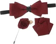 [MOBUTOFU] Mens Bow Ties Pocket Square Set Suit Accessories Groom Wedding Present Stylish Lapel Pin