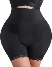 Butt Pads For Bigger Butt, Lace Butt Lifting Shapewear Thicker Tummy Control Padded Underwear For Women Black Large