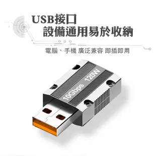 【SHOWHAN】鋅合金120W 機械轉接頭Type-C母轉USB-A公