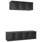 2pcs Set Wooden Wall Floating TV Cabinet Entertainment Unit Storage Shelf Grey
