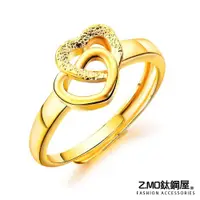 在飛比找蝦皮商城優惠-Z.MO鈦鋼屋 銅鍍金戒指 女性戒指 可調式戒圍 愛心戒指 