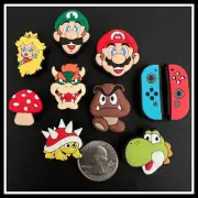 10 Shoe Charms MARIO Game Controller Switch Luigi Peach Spiny Bowser Fits Crocs