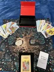 Tarot Divination Set w Mat Hag Stone Decision Coin Metaphysical Lot