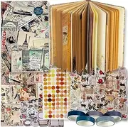 Vintage DIY Journal Set, Aesthetic Journaling Scrapbooking Supplies, Personalized Diary Stuff, Blank Bullet Journals, Junk Journal Supplies Arts Craft Kit for Teenage Girls Adults Kid Women