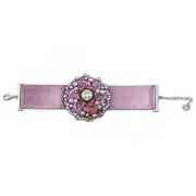 SWAROVSKI RIBBON BRACELET Crystal Pearls, fresh feminine colors FLOWER BANGLE