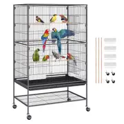 52" Carbon Steel Bird Cage with Wheels and Easy-Clean Tray
