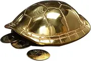 MINAOLULUS 1 Set Copper Turtle Shell with Divination Coins Chinese Luck Charm for Feng Shui for Family Gatherings and Home Decoration Buddhist Divination Game Props