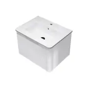 ACA Wall Mounted White MDF Ripple Vanity Soft Close Drawer Ceramic Basin 61x46cm