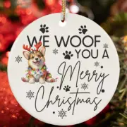 Merry Christmas Pembroke Welsh Corgi Dog Woof Xmas Lover Ornament Gift Decor