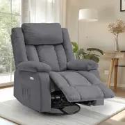 Advwin Electric Recliner Chair, Massage Recliner with Heat and Vibration Manual Reclining Chair(360degree Rotate Base,Gray)