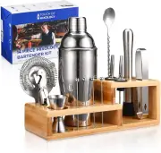 14PC Bartender Kit - Silver Cocktail Shaker Set-All Barware Essentials for Drink