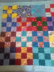New, handmade Crazy 9 patch throw quilt. Professionally machine quilted