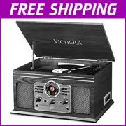Stylish 6-in-1 Turntable & Audio Center - CD, Cassette, AM/FM Radio, Bluetooth